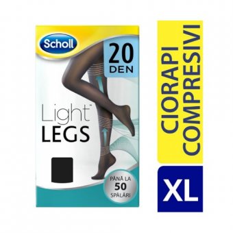 Ciorapi compresivi Scholl Light Legs, 20 DEN, Bej/Negru, marime XL