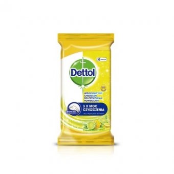Servetele umede dezinfectante pentru suprafete multiple Dettol Lemon, 32 buc